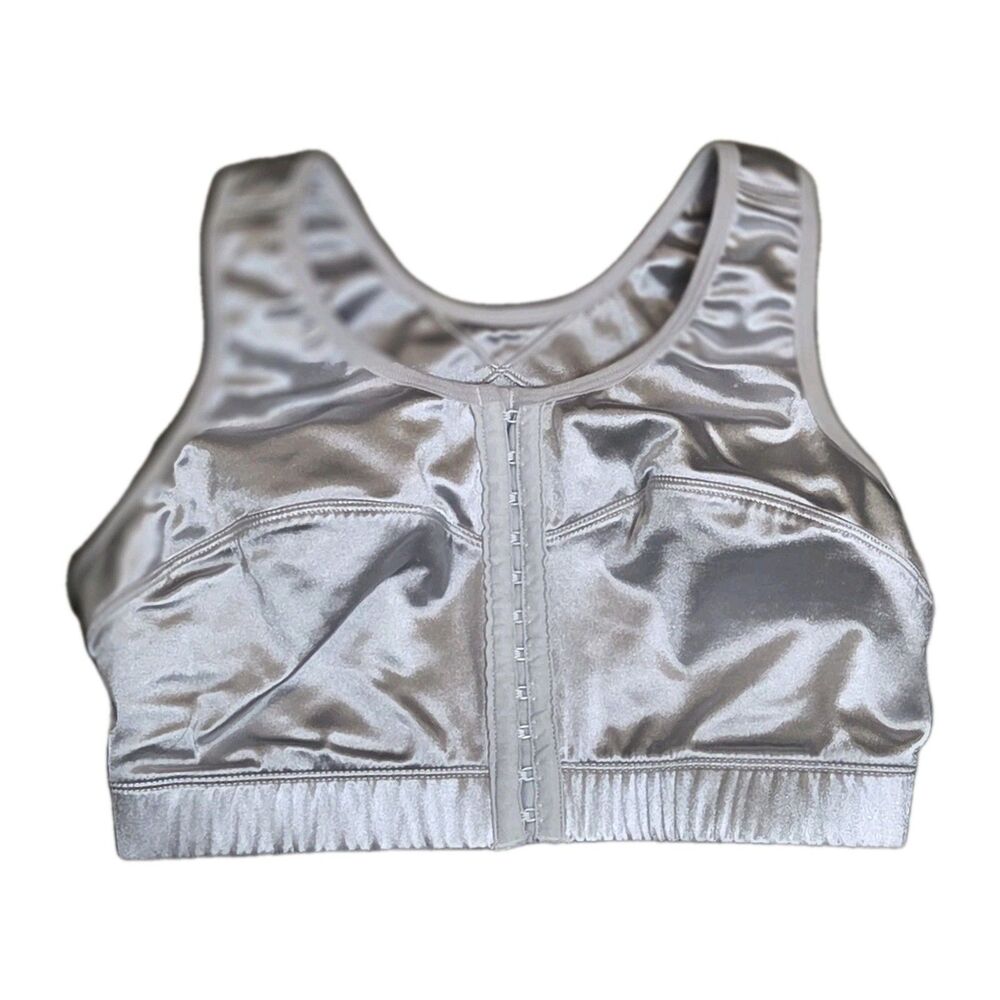 Enell NL100 High Impact Front Close Silve Sports Bra Size 2 Bust 38/42 Rib 33/35